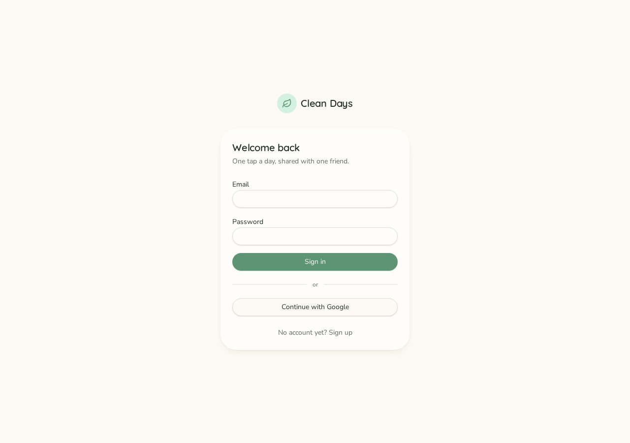 Sign in — quiet, no feed, no noise