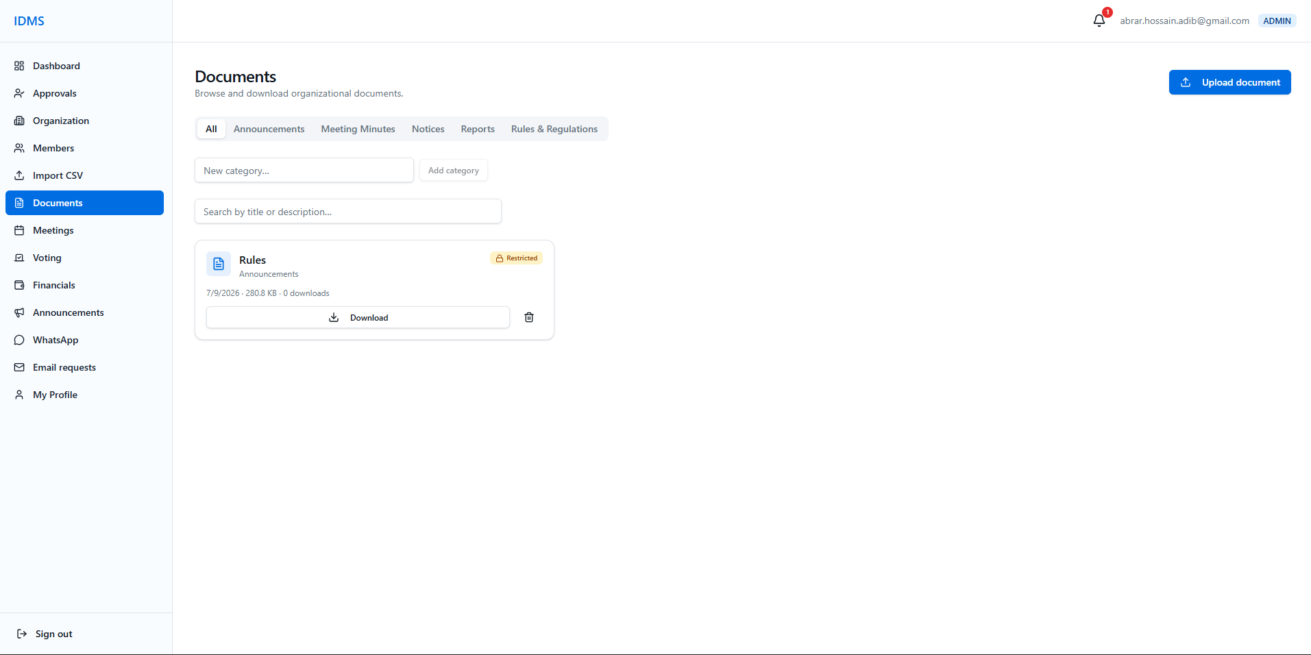 Documents with access rules